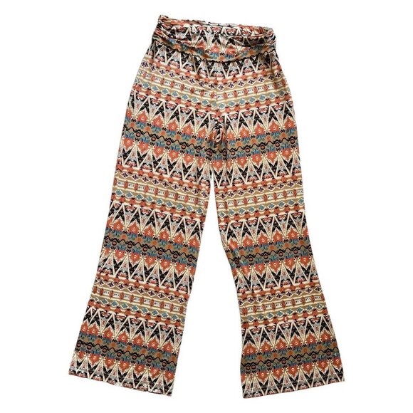 Boston Proper Womens Pull On Palazzo Pants Sz S Bohemian Pattern Wide Leg FLAWS - Picture 1 of 13